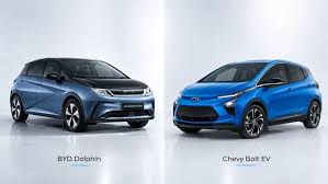 The Chinese Dolphin and Chevy Bolt side by side