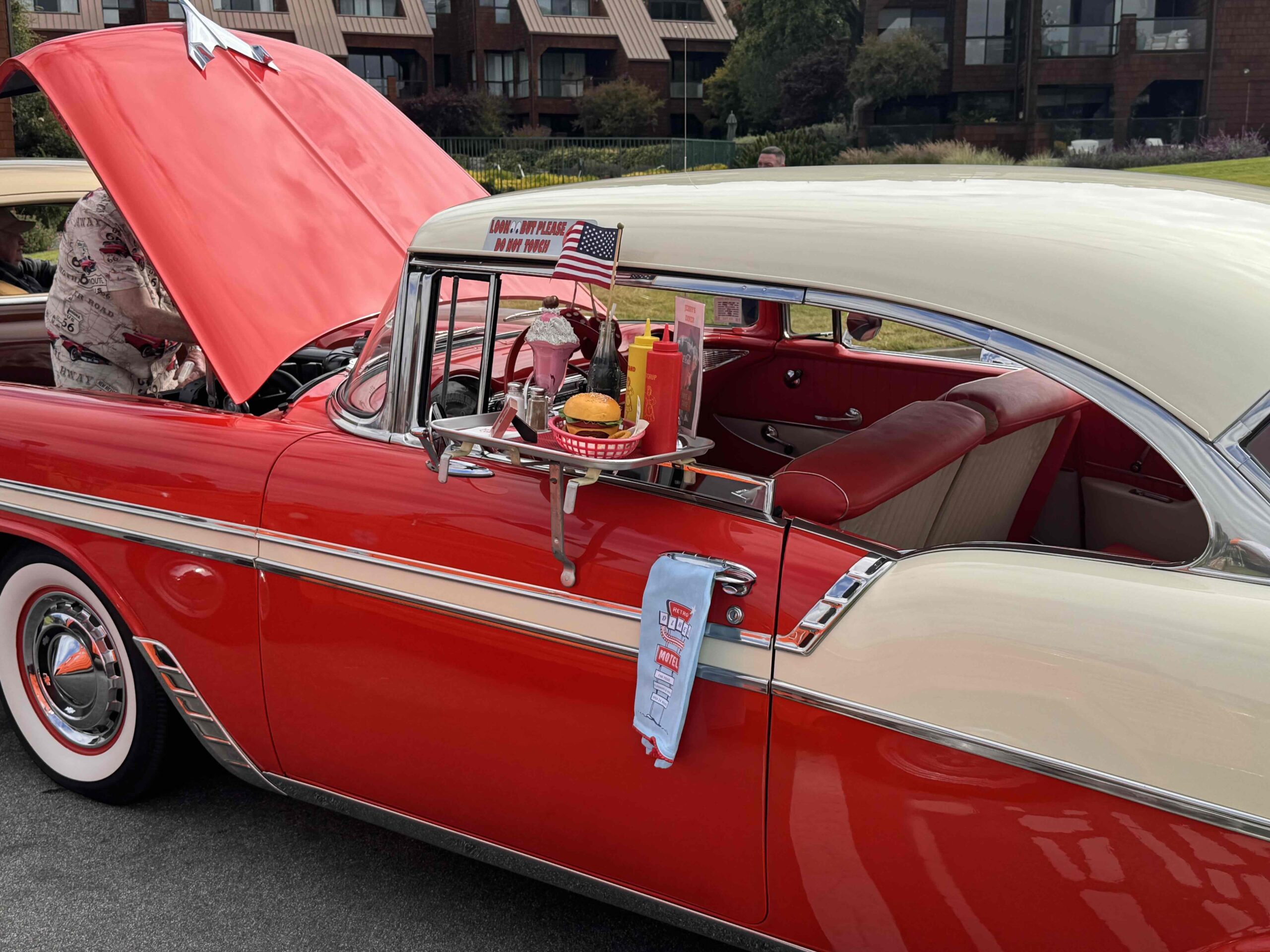 A 1950s Chevrolet in cherry red paint